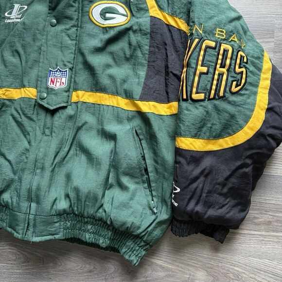 VTG Logo Athletic Green Bay Packers Pro Line Jacket Large L Hooded 90s NFL - Picture 5 of 10